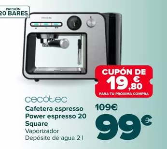 Cecotec - Cafetera Espresso Power Espresso 20 Square