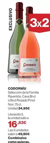 Codorniu - Seleccion De La Familia Raventos, Cava Brut O Brut Rosado Pinot
