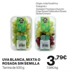 origen - Uva Blanca, Mixta O Rosada Sin Semilla