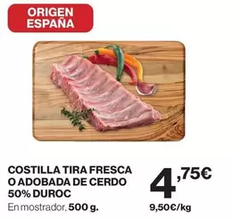 duroc - Costilla Tira Fresca O Adobada De Cerdo 50% Duroc