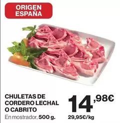 origen - Chuletas De Cordero Lechal O Cabrito