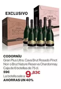 Codorniu - Gran Plus Ultra. Cava Brut Rosado Pinot Noir O Brut Nature Reserva Chardonnay
