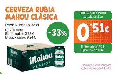 Mahou - Cerveza Rubia Clasica