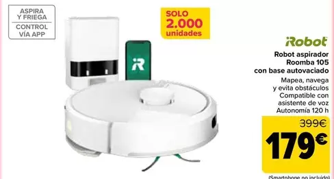 Irobot - Robot Aspirador Roomba 105  Con Base Autovaciado
