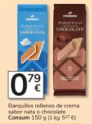 Consum - Barquillos Rellenos De Crema Sabor Nata O Chocolate