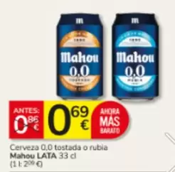 Mahou - Cerveza 0,0 Tostada O Rubia