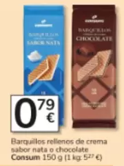 Consum - Barquillos Rellenos De Crema Sabor Nata O Chocolate