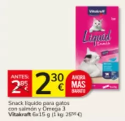 Vitakraft - Snack Liquido Para Gatos Con Salmon Y Omega 3