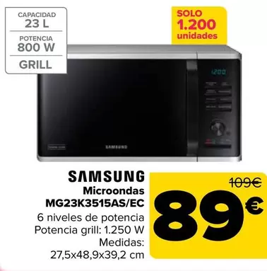 Samsung - Microondas Mg23k3515as/ec