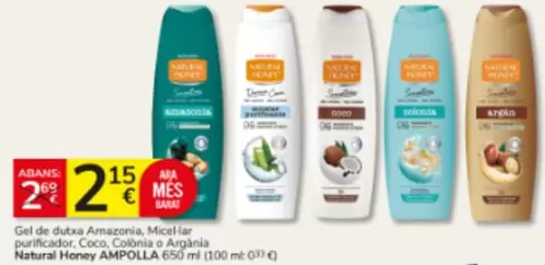 Natural Honey - Gel De Dutxa Amazonia, Micellar Purificador, Coco, Colònia O Argània
