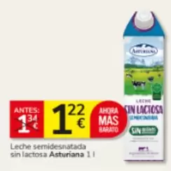 La Asturiana - Leche Semidesnatada Sin Lactosa