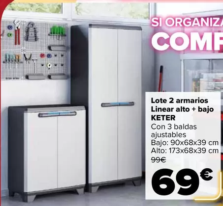 Keter - Lote 2 Armarios Linear Alto + Bajo 