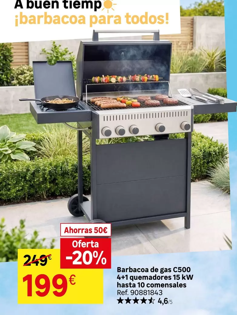 Barbacoa De Gas C500 4+1 Quemadores 15 Kw Hasta 10 Comenasles