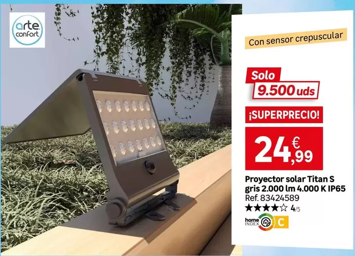 Confort - Proyector Solar Titan S Gris 2.000 M, 4000 K Ip65