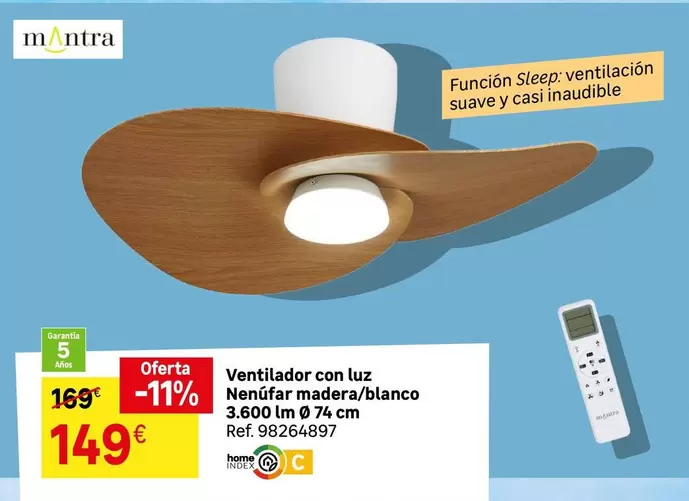home - Ventilador Con Luz Medifar Madera/Blanco