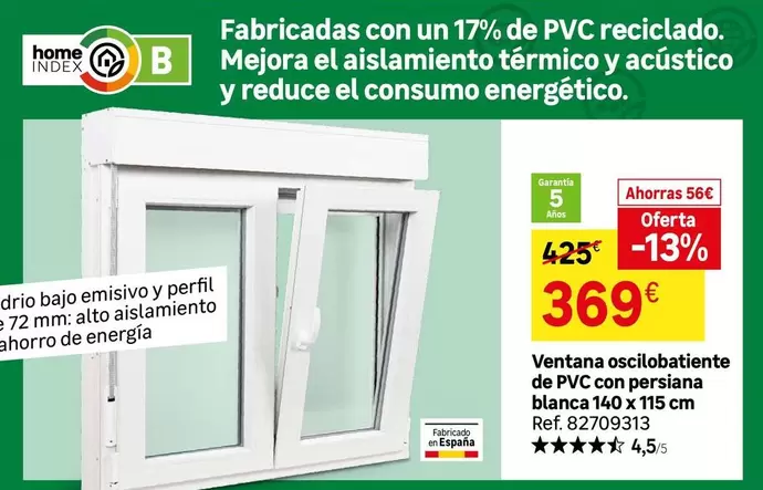 home - Ventana Oscilobatiente De Pvc Con Persiana Blanca