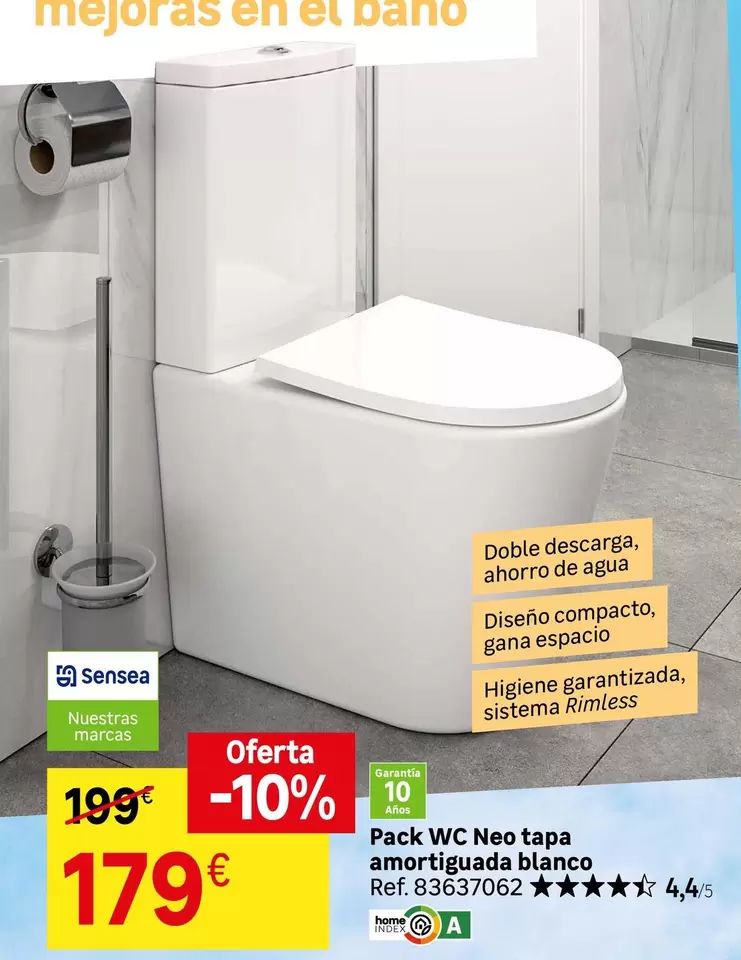 Sistema - Pack Wc Neo Tapa Amortguada Blanco