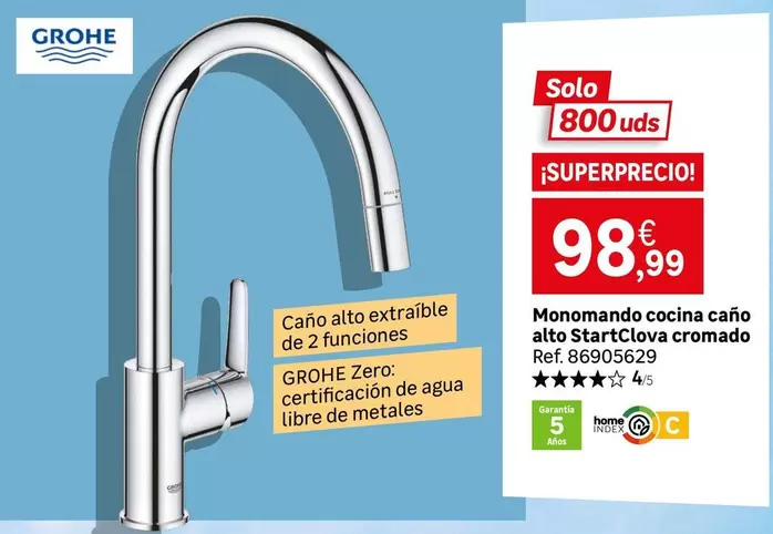 Grohe - Monomndo Cocina Cano Alto Startclova Cromado