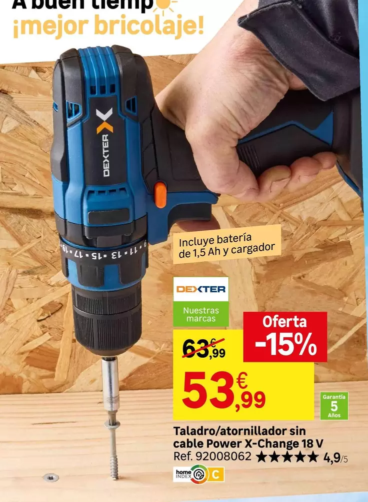 Dexter - Taladro/atornillador Sin Cable Power X-change 18 V