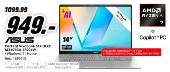 Asus - Portesil Vivobook S14 Oled M347G4G-S9009W