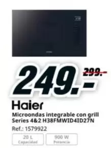 Haier - Microondas Integrable Con Grill Series 4&2 H38fmwid4id27n
