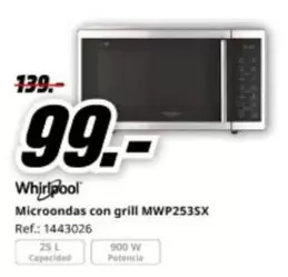 Whirlpool - Microondas Con Grill Mwp2535x
