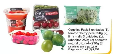 Cogollos, Tomate Cherry Pera, Lima, Rabanitos O Tomate Natural Triturado 