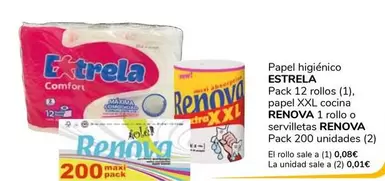 Estrela/Renova - Papel Higienico/Papel XXL Cocina 1 Rollo O Servilletas