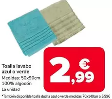 Toalla Lavabo Azul O Verde