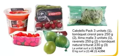 Cabdells Tomàquet Cirerol Pera, Ilima Malla, Ravenets O Tomàquet Natural Triturat