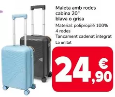Maleta Amb Rodes Cabina 20" Blava O Grisa