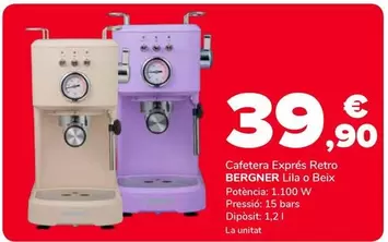 Bergner - Cafetera Expres Retro Lila O Beix