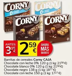 Corny - Barritas De Cereales Chocolate Con Leche 0% Chocolate Blanco 0% Chocolate Negro Chocolate Con Leche