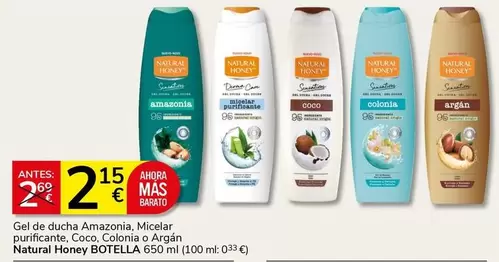 Natural Honey - Gel De Ducha Amazonia, Micelar Purificante, Eco, Colonia O Argan