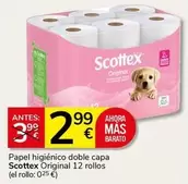Scottex - Papel Higiénico Doble Capa Original 12 Rollos