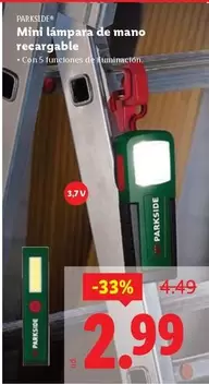 Parkside - Mini Lampara De Mano Recargable