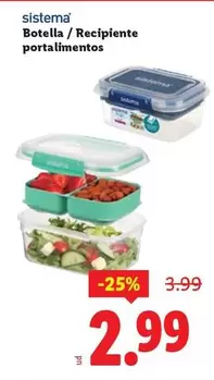 Sistema -  Botella/ Recipiente Porta Alimentos