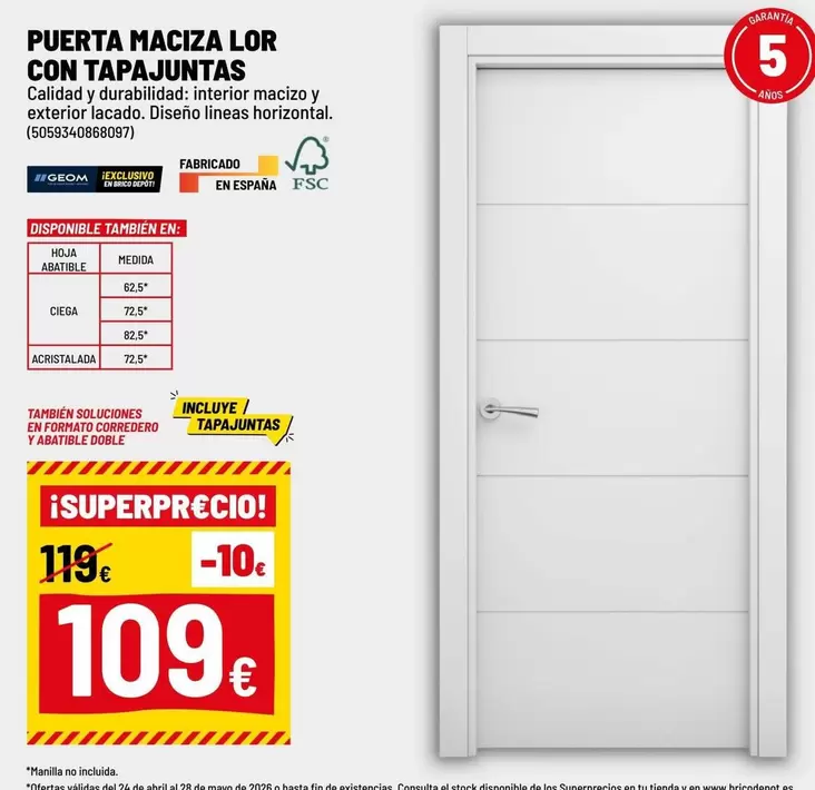 brico - Puerta Maciza Lor Con Tapa Juntas