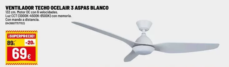 Blanco - Ventilador Techo Ocelar 3 Aspas