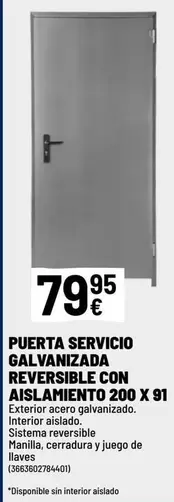 Sistema - Puerta Servicio Salvanitzada Reversible Con Aislamiento 200 X 91