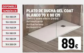 Plato De Ducha Gel Coat Blanco 70 X 90 Cm