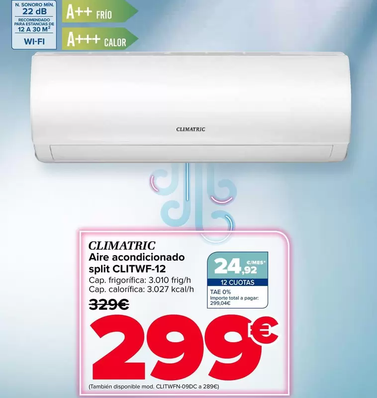 Climatric - Aire Acondicionado Split CLITWF-12