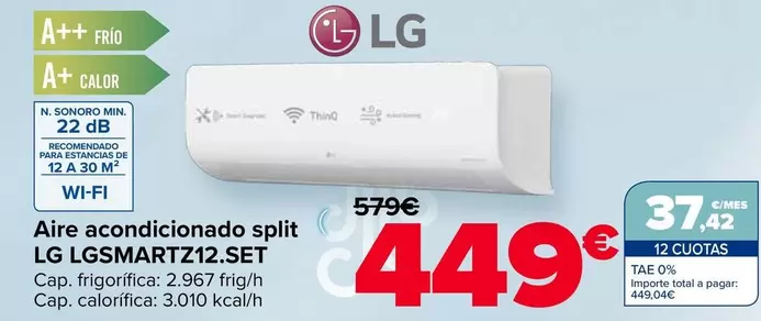 LG - Aire Acondicionado Split LGSMARTZ12.SET