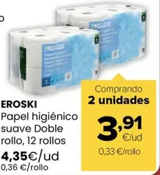 Eroski - Papel Higiénico Suave Doble Rollo