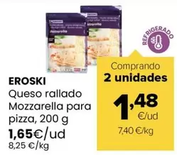 Eroski - Queso Rallado Mozzarella Para Pizza