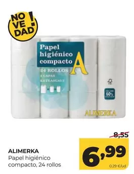 Alimerka - Papel Higiénico Compacto, 24 Rollos