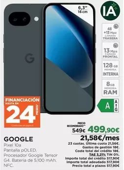 Google - Pixel 10a Pantalla poled