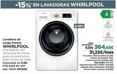Whirlpool - Lavadora De Carga Frontal