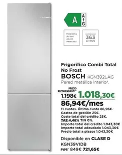 Bosch - Frigorifico Combi Total No Frost
