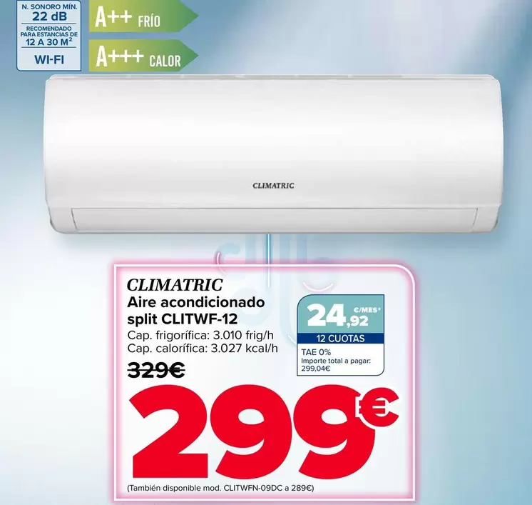Climatric - Aire Acondicionado Split CLITWF-12